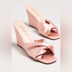 Silent D Pink Satin Katia Wedges